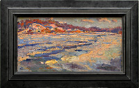   CAT# 0901  Noon from Pettipaug - Ice Floes  oil 16 x 30 inches Leif Nilsson Winter 1992 