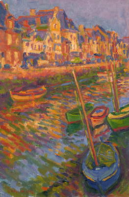   CAT# 1049  Boats at Croisic, France - low tide  oil 24 x 16 inches Leif Nilsson Summer 1992 ©  Sold Fine art Prints are now available of this painting.