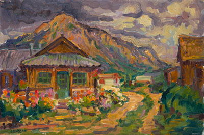   CAT# 1259  Crested Butte Cottage  oil	16 x 24	inches Leif Nilsson summer 1993 © 