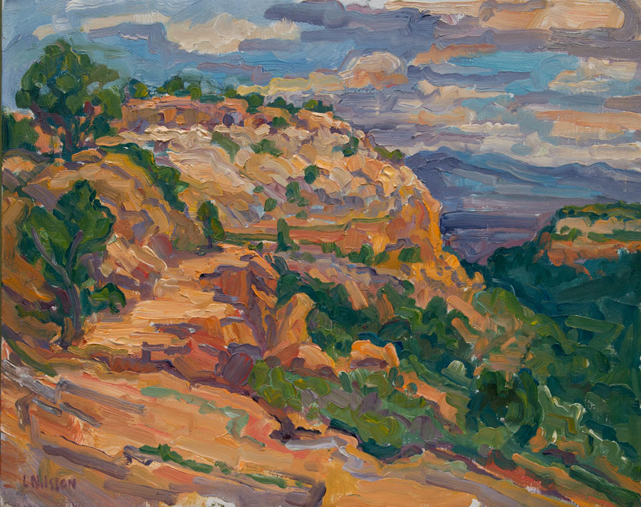   CAT# 1267  Mesa and Path at Bandolier - afternoon  oil	16 x 20 inches Leif Nilsson Summer 1993 ©