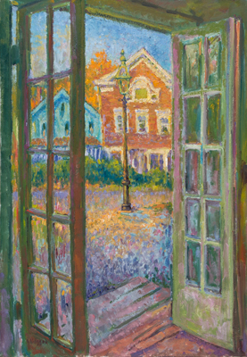  CAT# 1288  Chester Center Through the Doors  oil 34 x 24 inches Leif Nilsson autumn 1993 ©