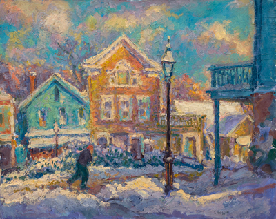   CAT# 1362  Chester Center - Windy Winter Morning  oil 24 x 30 inches Leif Nilsson Winter 1994 ©