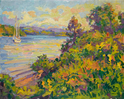   CAT# 1437  From Pattaconk - Autumn Afternoon  oil	16 x 20	inches Leif Nilsson Autumn 1994 ©