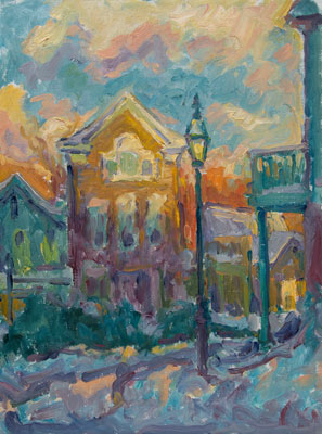   CAT# 1450  Chester Center - End of Day I  oil	24 x 18	inches Leif Nilsson Winter 1994 © 