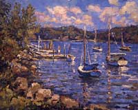  CAT# 1819  Pettipaug with Sail Boats  oil 24 x 30  Leif Nilsson summer 1997 © 
