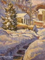   CAT# 1842  Chester Center snow with Path  oil 24 x 18 inches Leif Nilsson Winter 1994 ©
