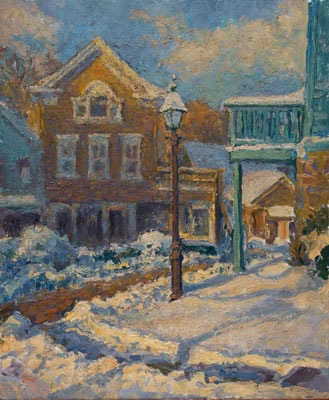 CAT# 1843	 Chester Center winter afternoon	 oil	24 x 20	inches Leif Nilsson winter 1994 ©