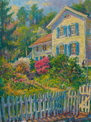 CAT# 1854	 Max Showalter's Garden with Azaleas	 oil	24 x 18	inches Leif Nilsson spring 1994 ©