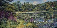  CAT# 1918  Jennings Pond with Loosestrife  oil 36 x 72  Leif Nilsson summer 1998 © 