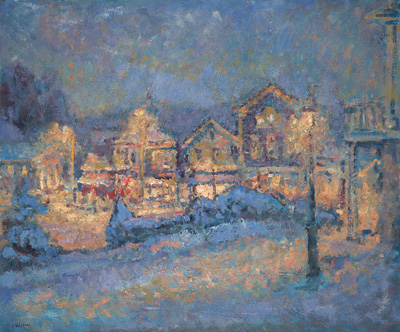  CAT# 1958  Chester Center - snow  oil 30 x 36  Leif Nilsson winter 1998 ©  Limited Edition Fine Art Prints are available of this painting.