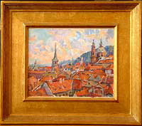  CAT# 2023  Rooftops below the Hrad, Prague  oil 8 x 10  Leif Nilsson spring 1999 © 