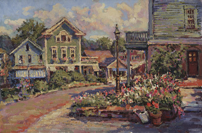  CAT# 2093  Chester Center - late summer morning  oil 20 x 30 (Fine art limited edition prints of this painting are now available) Leif Nilsson autumn 1999 © 