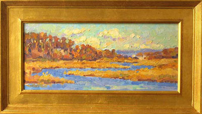  CAT# 2104 Post Cove - windy morning  oil 9 x 20  Leif Nilsson autumn 1999 © 