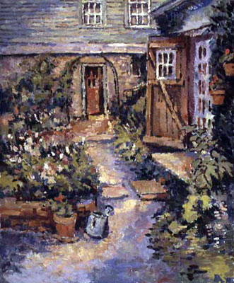   CAT# 2120  The Studio with Geraniums  oil 36 x 30 inches Leif Nilsson Summer 1999 ©