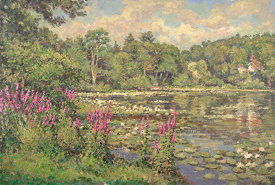  CAT# 2196  Jennings Pond  oil 24 x 36  Leif Nilsson summer 2000 ©   Limited Edition Fine Art Prints are available of this painting.