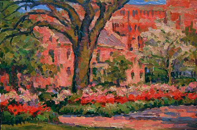   CAT# 2256  The Pink House - Savannah  oil 12 x 18 inches Leif Nilsson Winter 2001 ©