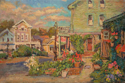   CAT# 2413-2 The Studio Garden - autumn afternoon oil 16 x 24 inches Leif Nilsson Summer 2002 ©