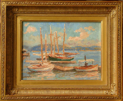  CAT# 2420  Essex Boats  oil 9 x 12 inches Leif Nilsson Summer 2002 ©