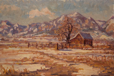 CAT# 2488  South Boulder Creek Barn I  oil 16 x 24 inches Leif Nilsson winter 2003 ©