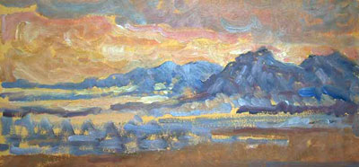   CAT# 2495  From Coot Lake, sketch  oil 6 x 12 inches Leif Nilsson winter 2003 ©