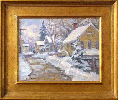   CAT# 2533  Spring Street - winter morning  oil 11 x 14 inches Leif Nilsson winter 2003 © 