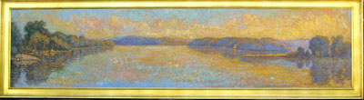  CAT# 2534 The Connecticut River from Deep River  oil 23 x 96 inches Leif Nilsson autumn 2002 ©