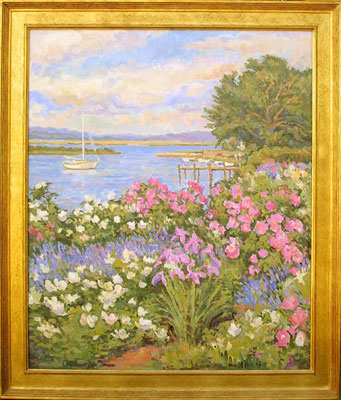  CAT# 2572  North Cove, Old Saybrook - from the garden  oil 36 x 30  Leif Nilsson summer 2003 ©