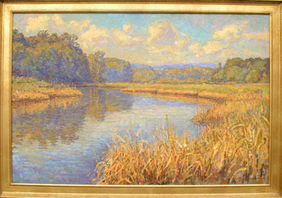   CAT# 2615  Chester Cove - autumn morning  oil 36 x 54 inches Leif Nilsson autumn 2003 © 