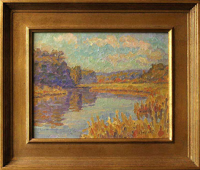   CAT# 2631  Chester Cove - autumn morning  oil 11 x 14 inches Leif Nilsson autumn 2003 ©