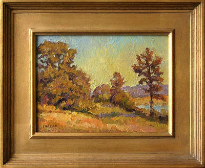   CAT# 2641  Post Cove Trees - Autumn Morning  oil 9 x 12 inches Leif Nilsson autumn 2003 © 