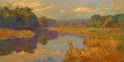   CAT# 2693  Chester Cove - Autumn Morning  oil 12 x 24 inches Leif Nilsson autumn 2004 ©
