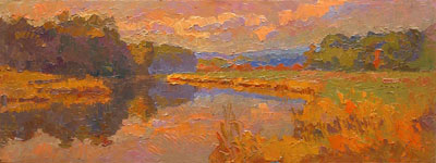   CAT# 2695  Chester Cove - Autumn Morning  oil 9 x 24 inches Leif Nilsson autumn 2004 © 