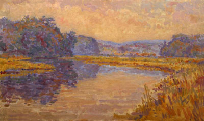CAT# 2703  Chester Cove - Autumn morning  oil 24 x 36 inches Leif Nilsson autumn 2004 ©