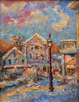   CAT# 2705  Chester Center - winter afternoon  oil 14 x 11 inches Leif Nilsson winter 2004 © 