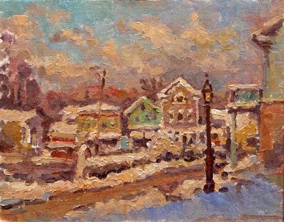   CAT# 2710  Chester Center - winter day oil 11 x 14 inches  Leif Nilsson winter 2004 © 