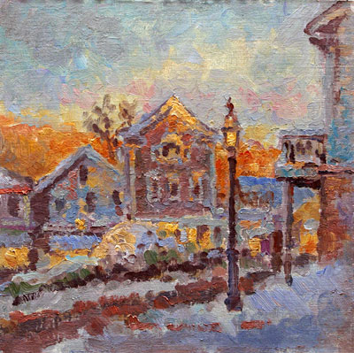   CAT# 2712  Chester Center - end of day  oil 12 x 12 inches Leif Nilsson winter 2004 © 