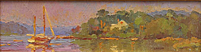   CAT# 2737  Deep River Schooner  oil 6 x 22 inches Leif Nilsson summer 2005 © 