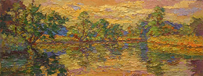   CAT# 2759  Selden's Creek - end of day  oil 9 x 24 inches Leif Nilsson autumn 2005 ©
