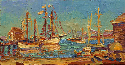 CAT# 2764  The Alabama at Vineyard Haven  oil 5 x 10 inches Leif Nilsson autumn 2005 ©
