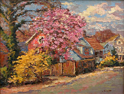   CAT# 2789  Spring Street Magnolia  oil 11 x 14 inches Leif Nilsson spring 2006 © 