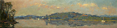   CAT# 2817  Deep River Landing  oil paint on linen canvas 9 x 36 inches, unframed Leif Nilsson summer 2006 © 