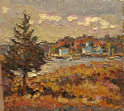   CAT# 2836  Essex from Nott's Island  oil 8 x 9 inches Leif Nilsson autumn 2006 © 