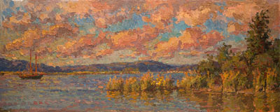 CAT# 2906-5 The Connecticut River - end of day oil 12 x 30 inches Leif Nilsson summer 2007	©