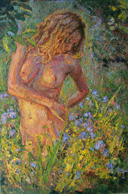 CAT# 3036 Nude - (garden girl) oil 36 x 24 Leif Nilsson winter 2010 ©