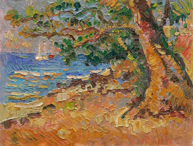 Under the Almond Tree with Sail Boats - Lower Bay Beach, Bequia