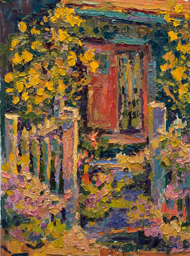 CAT# 3105  Path to the Studio Door - autumn  oil	12 x 9 