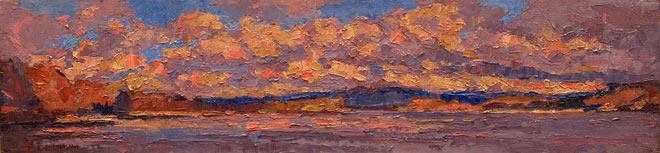 Connecticut River - Autumn clouds  oil	14 x 40 