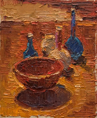   CAT# 3117  Still Life with pottery  oil	12 x 9 inches Leif Nilsson winter 2011 ©