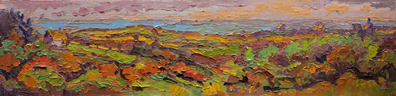   CAT# 3145  Towards Dickens Road - Block Island  oil	6 x 24  Leif Nilsson autumn 2011	©