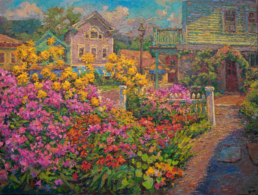   CAT# 3344  Chester Center Yellow Sunflowers and Phlox  oil	36 x 48  Leif Nilsson summer 2015	©